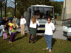 Klara before a bus trip to Zbraslav Church